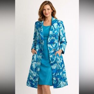 John Meyer collection printed long sleeve dress and a jacket